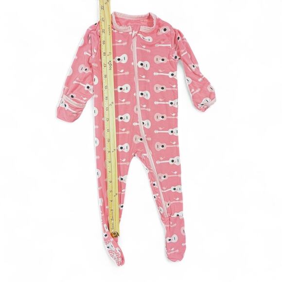 KicKee Pants Footie Pajamas 6-9M Desert Rose Guitar Birds Baby Girl Bamboo Pink - Picture 7 of 7